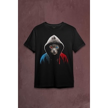 Cat Trabzon Kedisi Bordo Mavi Baskılı Tişört Unisex T-shirt 001