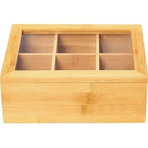 Bambu 6 Bölmeli Çok Amaçlı Saklama Kutusu, Bambu Organizer Bambu