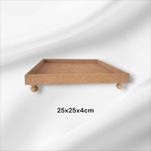 Ahşap Boyanabilir Ayaklı Kare Sunumluk Tepsi
