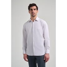 İmza Uzun Kol Çizgili Desen Bez Ayağı Sert Yaka Cepli Pamuklu Classic Comfort Fit Gömlek 1004250172 Bej