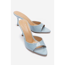 Luvishoes Tıera Bebe Mavi Rugan Kadın İnce Topuklu Terlik