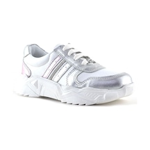 Rakerplus Hakiki Deri Gümüş Pembe Taşlı Kız Çocuk Günlük Ayakkabı GÜMÜŞ