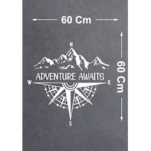 Pusula Adventure Awaits Sticker - Araba Oto Motosiklet Karavan Araç Sticker - 00337 60x60 Cm