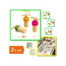 1 Adet Plastik Sarımsak Ezici + 1 Adet Kavanoz Ve Biberon Silikon Yıkama Fırçası - 2li Set P6v8m3 Pl Diğer
