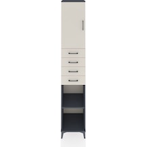 Hyperion Dolap 4 Raflı 4 Çekmeceli Tek Kapaklı 44x44x243 Antrasit-aytaşı Antrasit