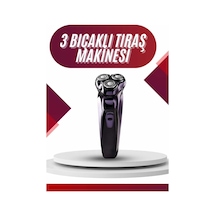 3 Bıçaklı Döner Başlıklı Sakal Sıfır Alma Tıraş Makinesi Profesyonel Paslanmaz Çelik 5 Dk Hızlı Şarj