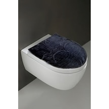 Klozet Kapak Örtüsü, Peluş Siyah Düz Renk, Banyo Klozet Örtüsü Siyah