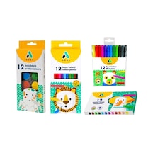 Boyama Seti 12 Renk Pastel+sulu+kuru Boya+keçeli Kalem Karışık Boyama Seti 12 Renk Pastel+sulu+kuru Boya+keçeli Kalem Karışık