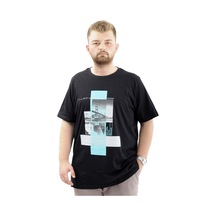 Mode Xl Battal Beden Erkek Pamuklu T-shirt Yumuşak Dokulu Baskılı Francısco U24086 Siyah Siyah