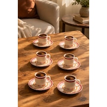 Porsima 0643 12 Parça Porselen Türk Kahve Fincan Takımı - Kahve Fincan Seti - 90ml Çok Renkli