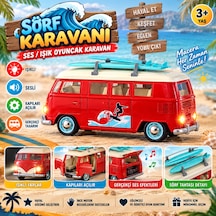 S01005718 Sörf Karavanı Ses/ışık Oyuncak Karavan Kırmızı