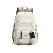 Luckydog Xiyyadms Genç Stil Nilon Sırt Çantası - Saçma, Kalemlik, Su Bardağı - Ayarlanabilir Askılar - Beyaz Soğan Aksesuarı Çok Renkli