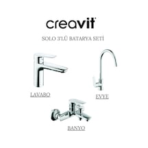 Creavit Solo Lavabo Banyo Eviye Bataryası 3'lü Set SO1500-SO2500-SO8500 Krom