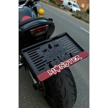 Motorsiklet Monster Plakalık Kırmızı Krom Kabartmalı Krom Yazı 1 Adet Motor Plakası
