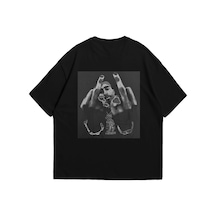 Tarzsokak All Eyez On Me Baskılı Oversize Unisex Beyaz Siyah