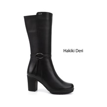 Gönderi(R) Gönderi R Kadın Siyah Fermuarlı Kalın Topuklu Hakiki Deri Çizme Gkzc13447581 Siyah
