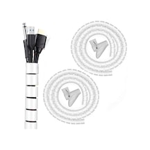 1 Mt X 22 Mm Spiral Boru Kablo Kanalı Kablo Fiş Düzenleyici Toplayıcı Kordon Kablo Tutucu Beyaz Standart