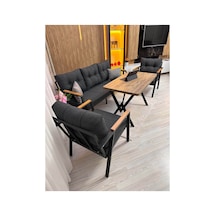 Houseart Vera 3+1+1 + Masa , Balkon, Bahçe - Cafe , Teras , Metal Kanepe Koltuk Takımı , Yemek Masası ,çay Seti Antrasit