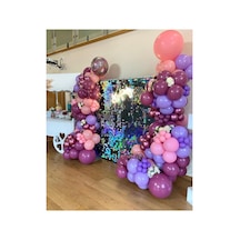 Krom Pembe Pastel Yaban Çileği Makaron Pembe Ve Lila Balon Zinciri 100 Adet A