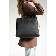 Just Polo Günlük Kombinlere Uygun Kadın Büyük Boy 2 Bölmeli El Çantası Large Tote Bag P344028mh Siyah