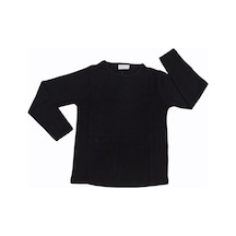 Özdemirli Bebe Basic Düz Bisiklet Yaka Uzun Kollu Likralı Badi Sweat T-shirt SIYAH