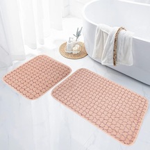 Jassrug Leila Kalp Embos 2'li Banyo Paspası Pudra