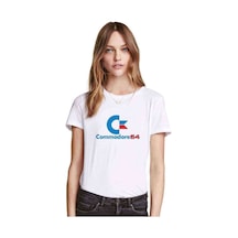 Commodore Logo Baskılı Beyaz Kadın Tshirt