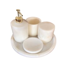 Fulla Mermer Banyo Seti Beyaz 5li Beyaz