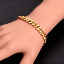 Ünisex Gümüş Model Bakla Zincir Bileklik Gold Renk 20 Cm Çok Renkli