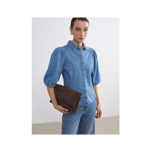 LC Waikiki Alıta Cıty Farkıyla Lcw Comfort İndigo Denim Düz Standart & Regular Kadın Jean Gömlek İndigo - 925402731 İndigo