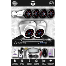 Turkno 6 Kameralı Galia 2 İç Kamera Set 2 TB HDD Full HD Gece Görüşlü Güvenlik Kamerası Sistemi