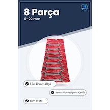 Açık Uçlu Anahtar Takımı 8 Parça 6 İla 22 Mm Krom Vanadyum Çelik