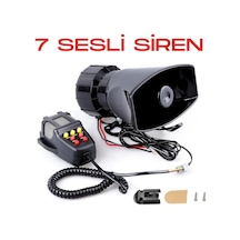 Her Araca Uyumlu  7 Sesli Güçlü Siren Korna Mikrofonlu Megafonlu 12v Polis Sireni 100w