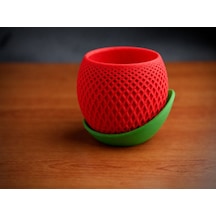 3d Baskı Küre Saksı - Kafes Dokulu İki Parçalı Dekoratif Saksı - Kırmızı-yeşil 23692601
