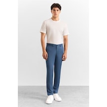 Süvari Saks Mavi Slim Düz Düz Normal Bel Casual Pantolon Spn2020500007-m05