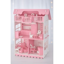 Ahşap Oyun Evi 32 Parça Açık Pembe