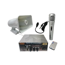 Electroon Pazarcı Ses Sistemi Takım Set 12v Usb Amfi+50w Horn Hoparlör+mikrofon