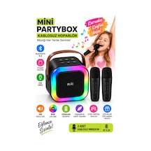 Blic Bls-97 Siyah Partybox Çift Kablosuz Mikrofonlu Rgb Led Işıklı Taşınabilir Bluetooth Hoparlör