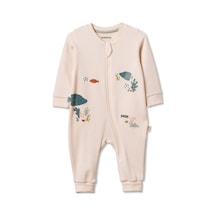 Babycosy Organic Wear %100 Organik Pamuk,bebek Tulum Uzun Kollu Fermuarlı Organik Yenidoğan Tulum Unisex Bebek Giyim Ekru