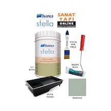 Stella Boya 4 Parçalı Set 1lt Boya - Boya Tavası- Stella İpek Fırça - Kadife Rulo Diğer