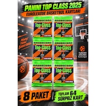 8 Li Paket Panini Top Class 2025 Euroleague Basketbolcu Kartı 8 Li Kapalı Paket Toplam 64 Kart
