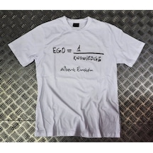 Albert Einstein - Fizik - Rakam - Sayı Baskılı Unisex %100 Pamuk Beyaz T-shirt Beyaz