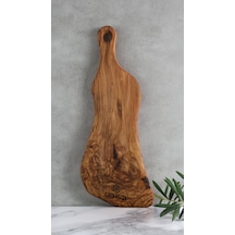 Zeytin Ağacı El Yapımı Saplı Sunum Tahtası 43x17 Cm Ahşap