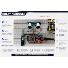 Masrokit Esp-32d Geliştirme Kartlı Ultrasonik Mesafe Ölçüm Eğitim Kiti Hazır Kod, Kullanıcı Yüklemeli