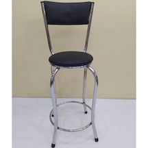 Sandalye Bar Tipi Yüksek Model Siyah 4 Adet Metal Çelik Nikelaj S
