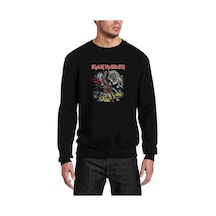 Maıden The Number Of Baskılı Siyah Erkek Örme Sweatshirt