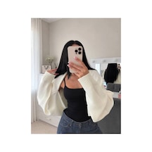 Flex Fashıon Kadın Sokak Modası Akrilik Crop Triko Hırka Krem - 928384069 Krem - 928384069 Krem