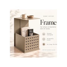 Frame Metal Yan Sehpa Modern Tasarım Depolama Hazneli Yan Sehpa Bej - 935176377 Bej