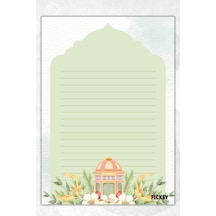 A5 İslam Çizgili Defter - 50 Yaprak - Memopad - Notepad - Not Defteri - Not Kağıdı Yeşil Yeşil