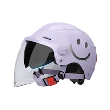 Yy SQ668 Kulak Muhafızları Çift Ayna Kuyruk Işık Açık Motosiklet Kaskı Mor